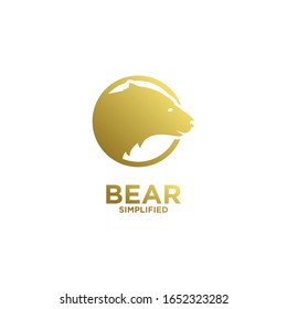 Icono del logotipo del círculo del oso dorado Ilustración vectorial con fondo aislado