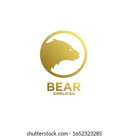 Gold Bear head circle logo icon design vector illustration with isolated background