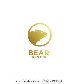 Gold Bear head circle logo icon design vector illustration with isolated background