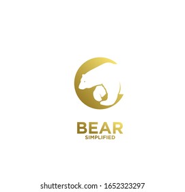 Icono del logotipo del círculo del oso dorado Ilustración vectorial con fondo aislado