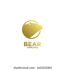 Gold Bear head circle logo icon design vector illustration with isolated background