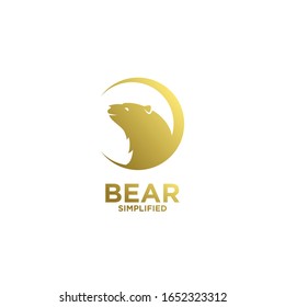 Icono del logotipo del círculo del oso dorado Ilustración vectorial con fondo aislado