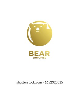 Gold Bear head circle logo icon design vector illustration with isolated background