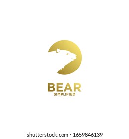 Gold Bear head circle logo icon design vector illustration with white background
