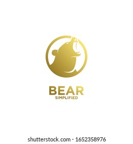 Gold Bear head roar circle logo icon design vector illustration with isolated background