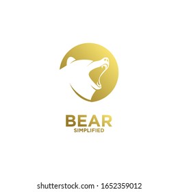 Gold Bear head roar circle logo icon design vector illustration with isolated background