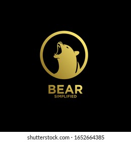 Gold Bear head roar circle logo icon design vector illustration