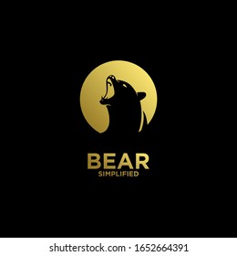 Gold Bear head roar circle logo icon design vector illustration