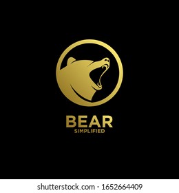 Gold Bear head roar circle logo icon design vector illustration