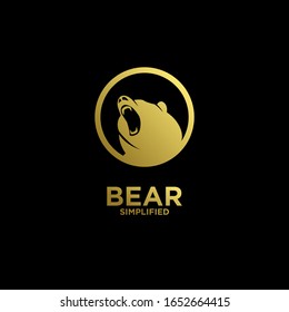 Gold Bear head roar circle logo icon design vector illustration