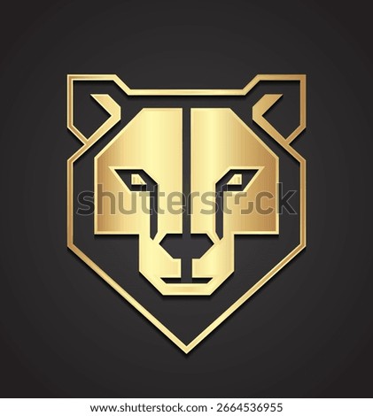 gold bear head simple square design logo 