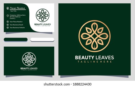 Logotipo vectorial de la hoja de belleza dorada, diseño del logotipo de Nature Spa Leaves, logotipo moderno, diseño de logotipos y plantilla de ilustración vectorial