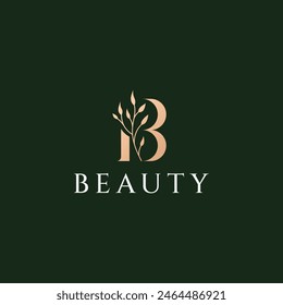 Gold Beauty Leaf Luxury Logo