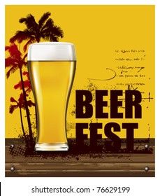 gold beer poster with summer scene