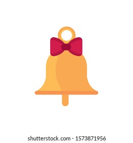 gold bell with bow decoration happy christmas icon vector illustration