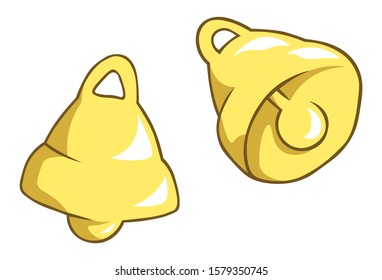 Gold bell cartoon isolated vector colorful illustration