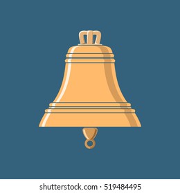 Gold Bell , Flat Design , Ship Equipment, Vector Illustration 