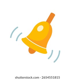 Gold bell icon. School bell. Christmas bell is ringing. Vector illustration isolated on white background. Flat design