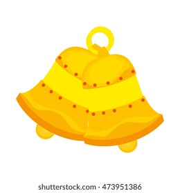 gold bell jingle handbell instrument decoration vector illustration
