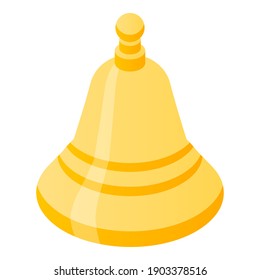 Gold bell notification icon. Isometric of gold bell notification vector icon for web design isolated on white background
