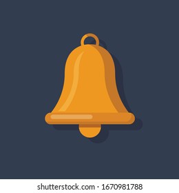 Gold Bell ringing symbol .isolated on dark blue background.vector illustration