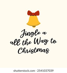 Gold bells with bow of red ribbon. Christmas jingle. Traditional Xmas decoration. New Year symbol. Festive decor for celebration winter holiday. Flat isolated vector illustration on white background