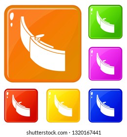 Gold belt buckle icons set collection vector 6 color isolated on white background