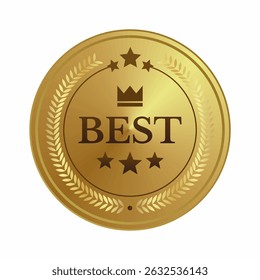 Gold Best Badge with Stars and Decorative Laurel Elements
