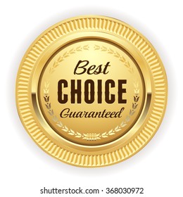 Gold best choice badge on white background