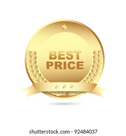 Gold best price label. Vector.
