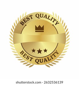 Gold Best Quality Badge with Crown and Laurel Wreath
