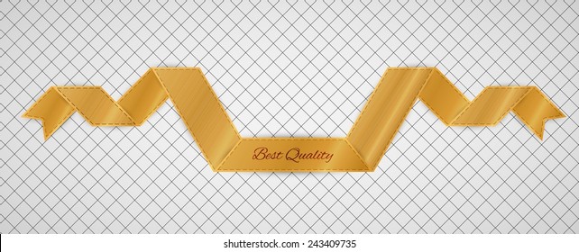 gold best quality label on gray graph paper