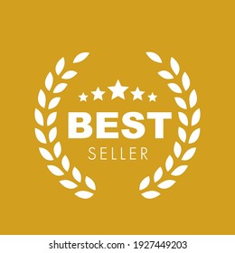 Gold Best seller badge logo design on white. Stock vector