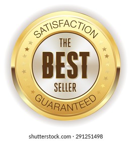 Gold best seller badge on white background