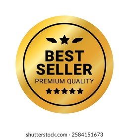 Gold best seller label vector