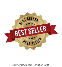Gold Best Seller, Best Seller Round Sign With Ribbon