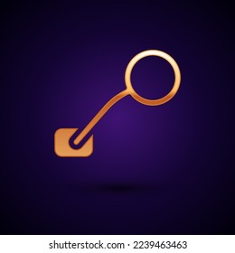 Gold Bicycle rear view mirror icon isolated on black background.  Vector