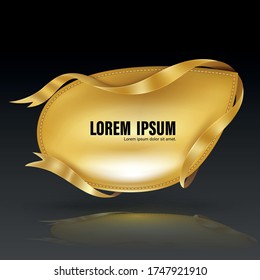Banner de marco grande dorado y ilustración vectorial de alta calidad de cinta dorada para información de promoción de elementos y publicidad.