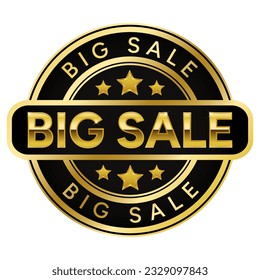 Gold Big Sale stamp sticker with Stars vector illustration