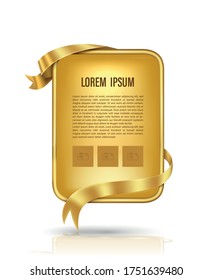Gold billboard and gold ribbon vector illustration .