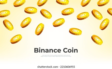 Gold Binance Coin (BNB) falling from the sky. BNB cryptocurrency concept banner background.