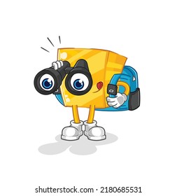 the gold with binoculars character. cartoon mascot vector