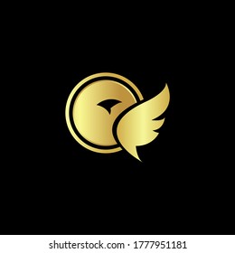 Gold Bird Circle Logo Vector. Modern Style good for any industry.
