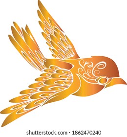 gold bird logo with batik motif on the eyes