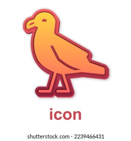 Gold Bird seagull icon isolated on white background.  Vector