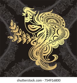 Gold bird. Vector illustration.