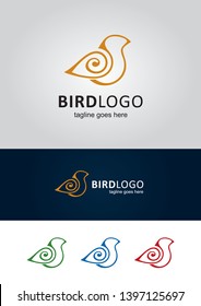 Gold bird vector logo for business
