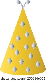 Gold Birthday Hat Icon. Party Hat. Vector Illustration in Simple Cartoon Design. Isolated on White Background