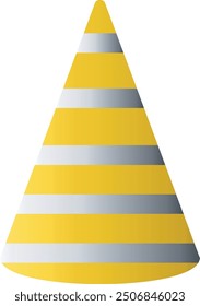 Gold Birthday Hat Icon. Party Hat. Vector Illustration in Simple Cartoon Design. Isolated on White Background