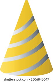 Gold Birthday Hat Icon. Party Hat. Vector Illustration in Simple Cartoon Design. Isolated on White Background